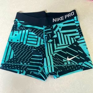 Nike Pro Dri-Fit Shorts- women’s medium blue & black pattern